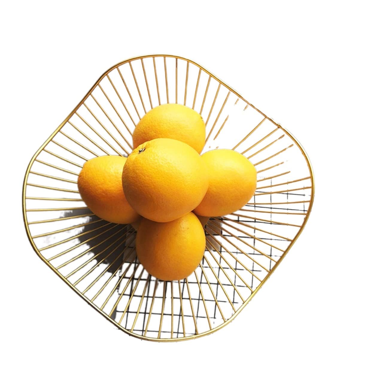 JINGYAN Breakfast Trays Metal Fruit Basket Morden Wire Snack Bread Vegetable Storage Bowls Kitchen Eggs Dessert Holder Nordic Organizer Cake Stand(Gold)
