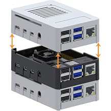 MaticBox4 Case for Raspberry Pi 4 Low Profile, Stackable, Universally Mountable DIN Rail, Automation Friendly, Fan Support Black Metallic
