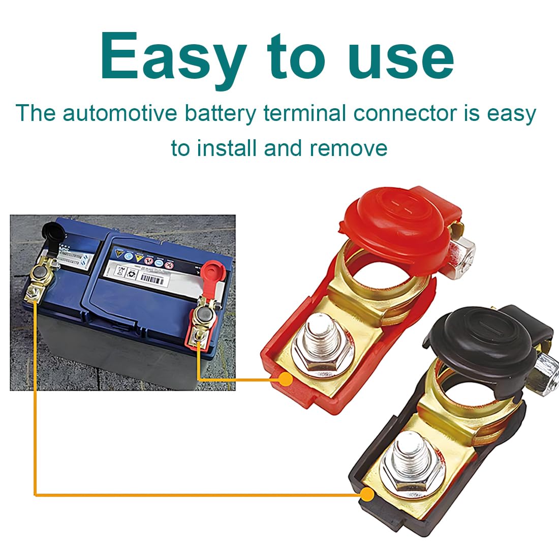 2 Pcs Connettori Batteria a Sgancio Rapido per Auto Camion Barca Morsetti Positivi e Negativi con Coperchio Plastica Rosso e Nero