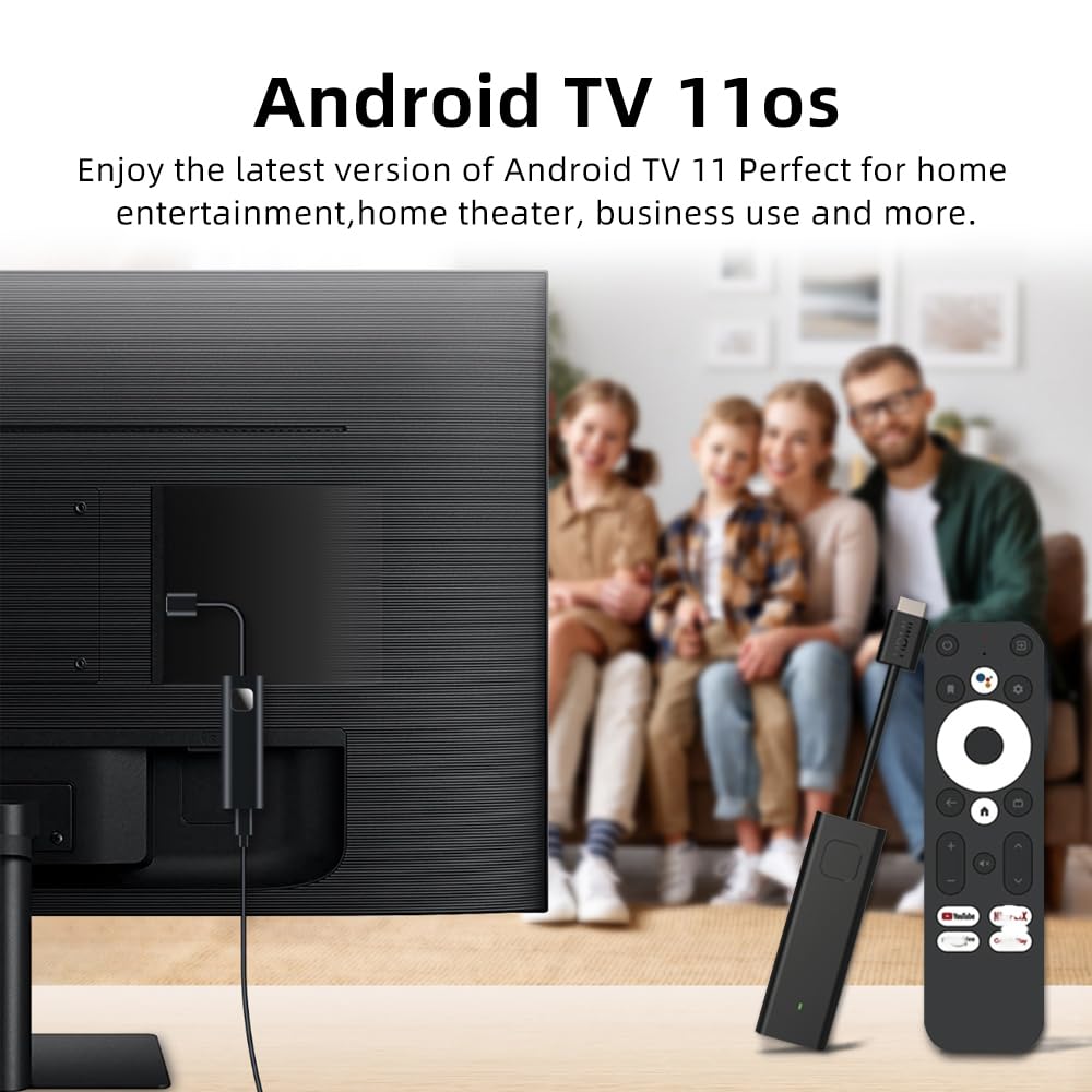 GD1 Android 11.0 TV Stick Certificato ATV Quad Core Amlogic S905Y4-B WiFi 2.4G/5.8Ghz BT5.0 4K Bluetooth Voice Control Smart Home Player