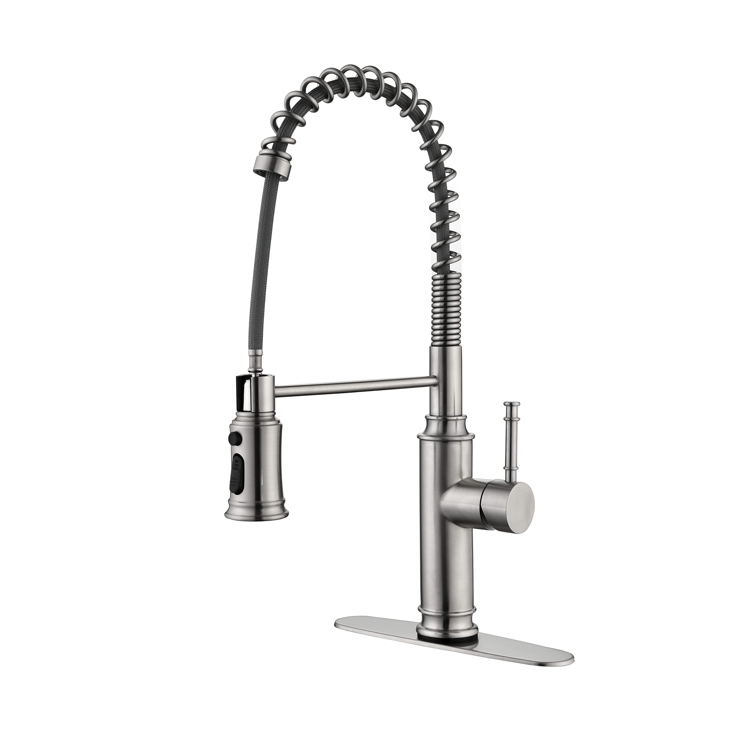 COSZWQDP Commercial Kitchen Faucet with Pull Down Sprayer and 360° Rotation Brushed Nickel Finish Stainless Steel Construction