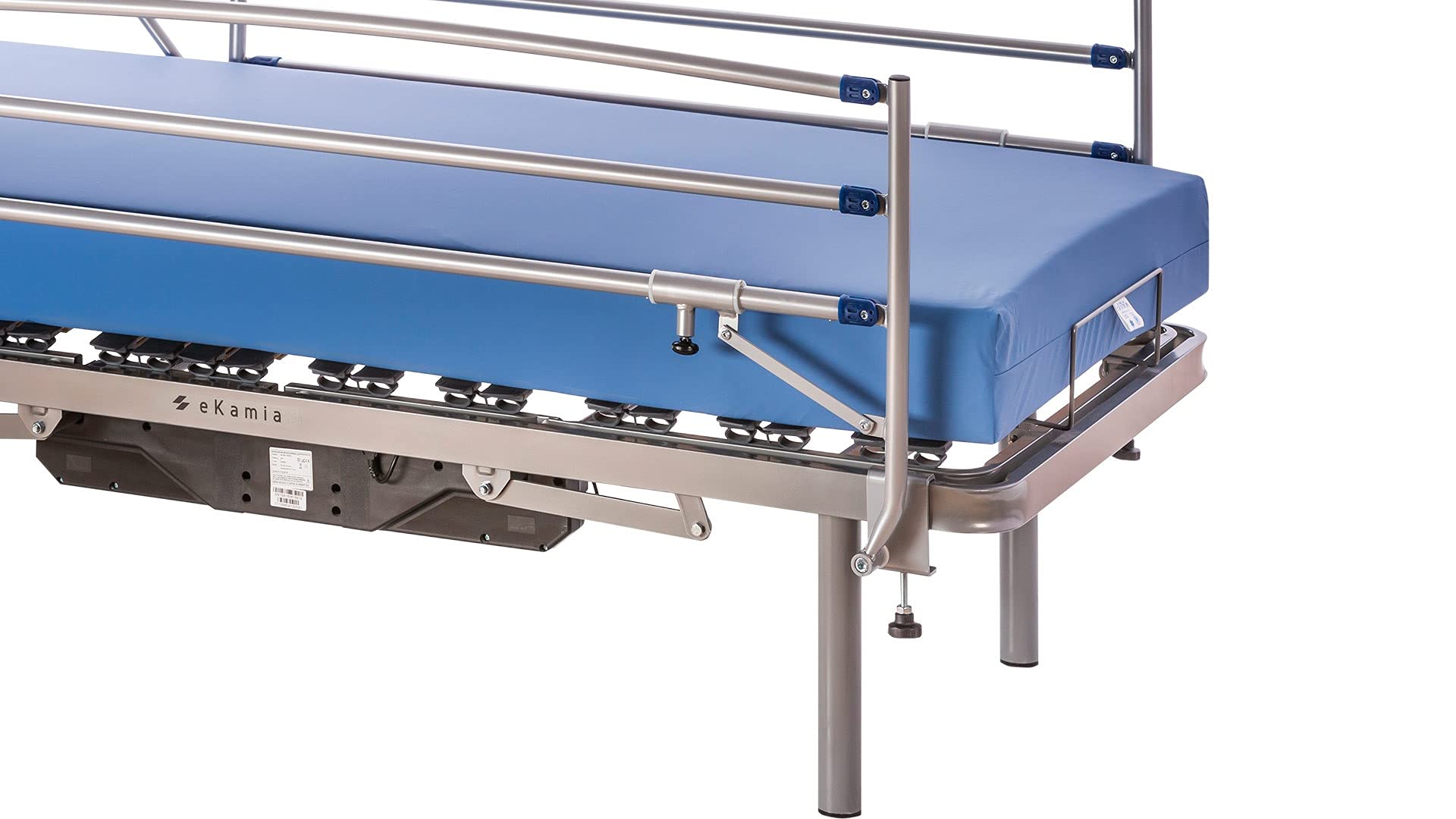 ekamia - ERIS Cama Articulada Eléctrica + Colchón Sanitario HR + Barandillas y Patas de 30cm - 90cm x 190cm, Mando con Cable