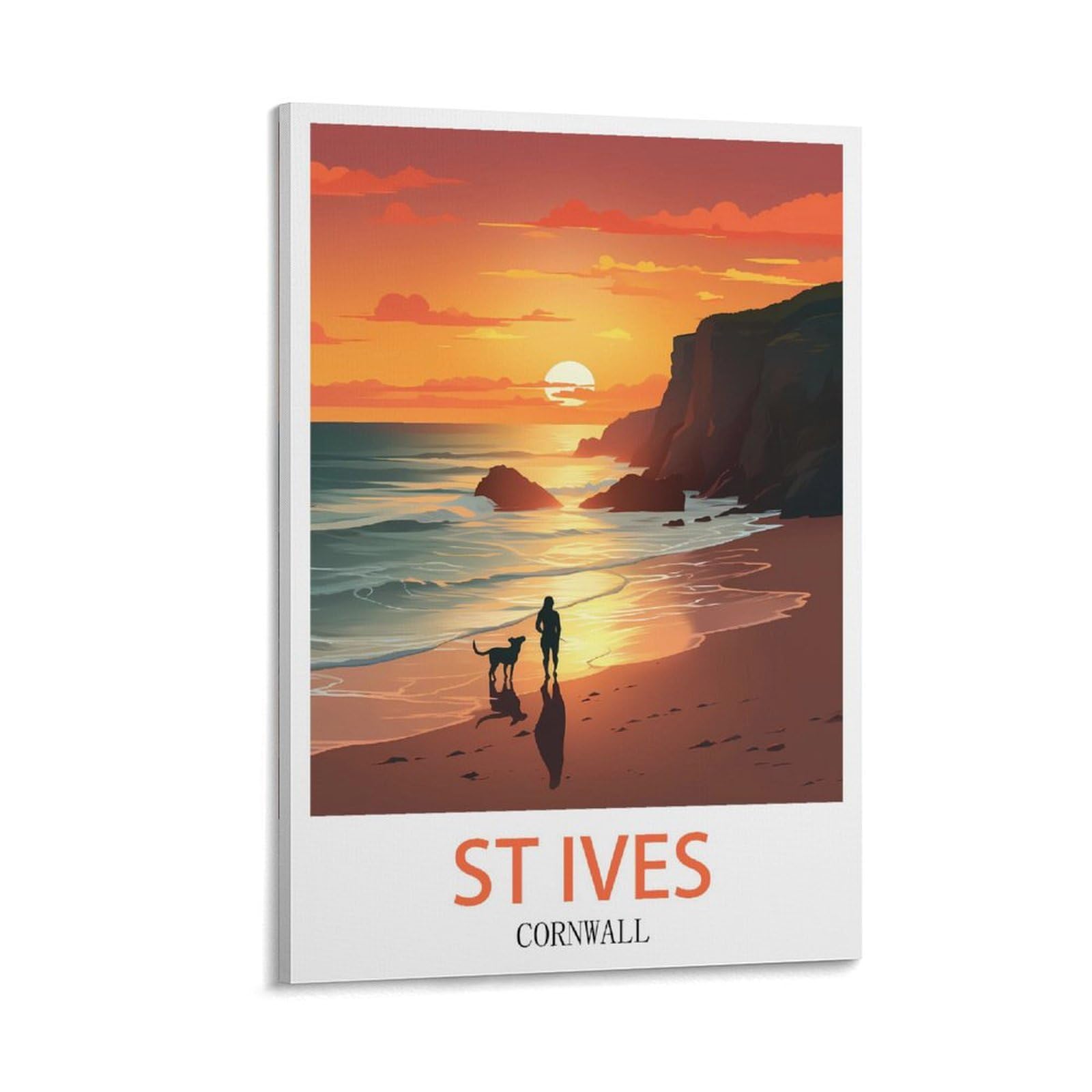 LNHZGNJNH St Ives Cornwall Vintage Travel Poster 12x18inch(30x45cm) Canvas Wall Art Wall Print Painting Decor Living Room Bedroom Decor