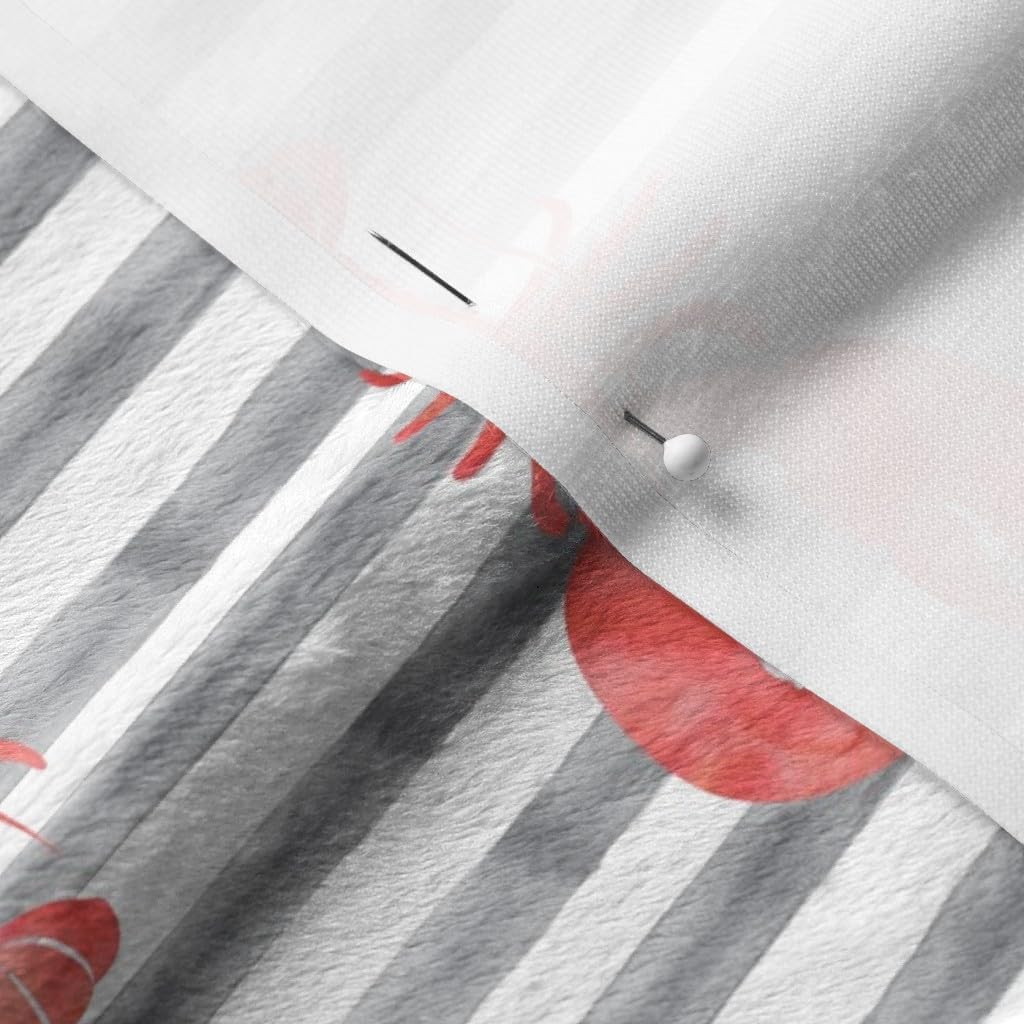 Spoonflower Fabric - Lobsters Stripes Red Gray Watercolor Nautical Trendy Cooking Printed on Minky Fabric by The Yard - Sewing Baby Blankets Quilt Backing Plush