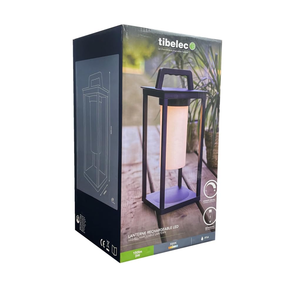 TIBELEC Lanterne extérieure LED rechargeable USB IP54