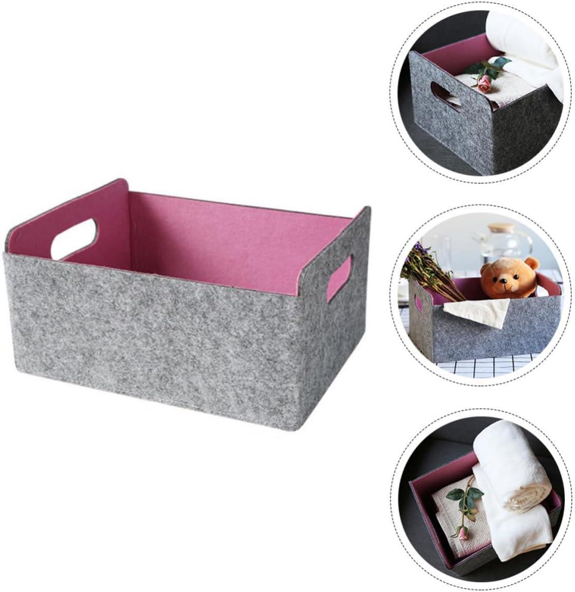 Foldable Felt Storage Basket for Desktop Sundries Organizer