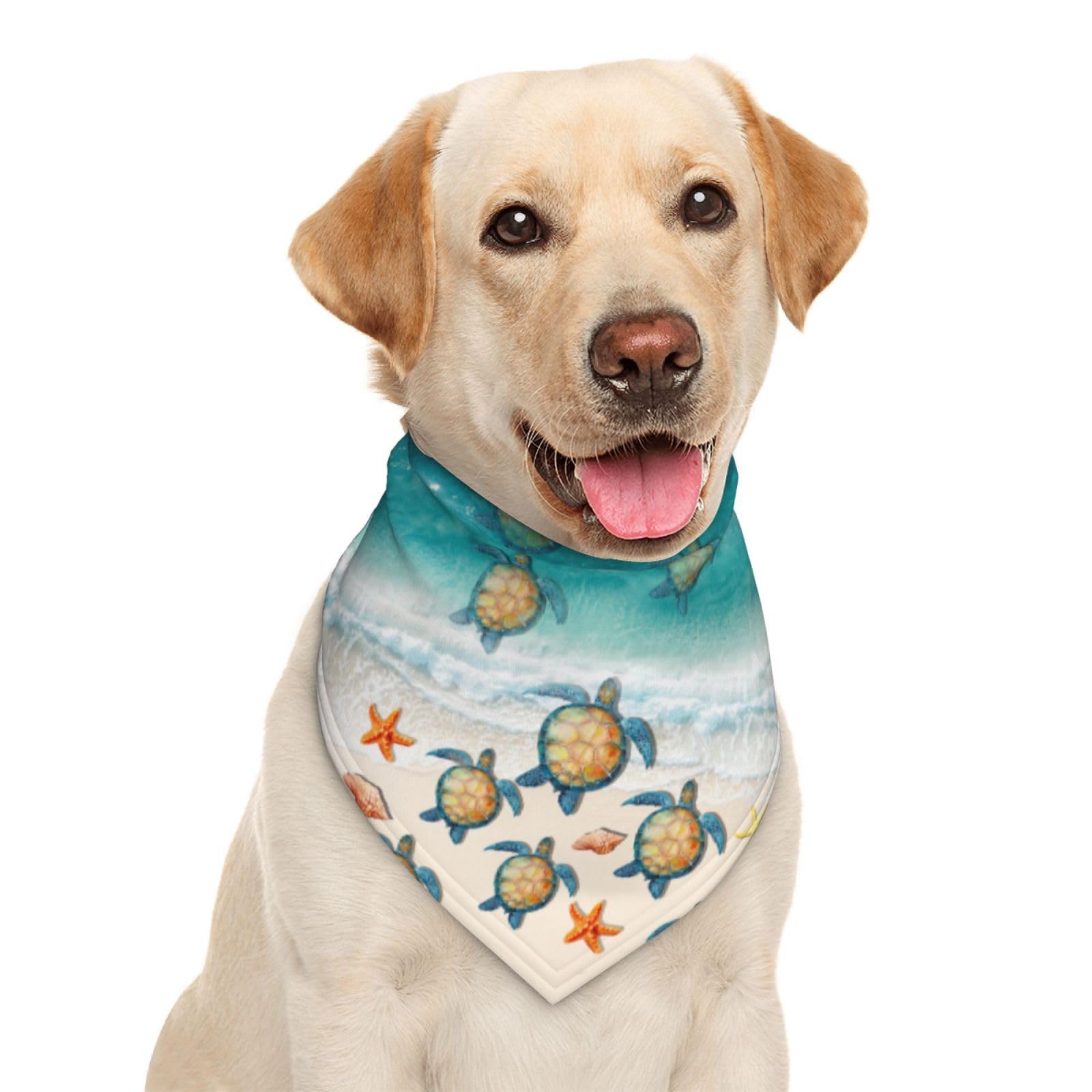 Beach Sea Turtle Starfish Seashell Ocean Dog Bandana Scarf Triangle Bibs Pet Accessories Cat Kerchief