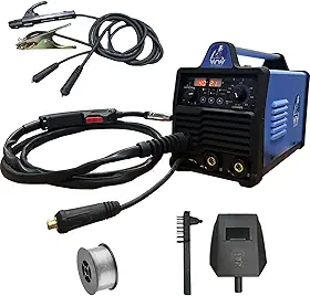 Máquina Inversora De Solda Multiprocesso 140A 4 em 1, Solda Mig Sem Gás, Mig Com Gás, Tig Lift e Eletrodo. Com Ajuste Sinérgico, Tecnologia IGBT, Display Digital, Leve E Compacta WWSoldas (110, Volts)