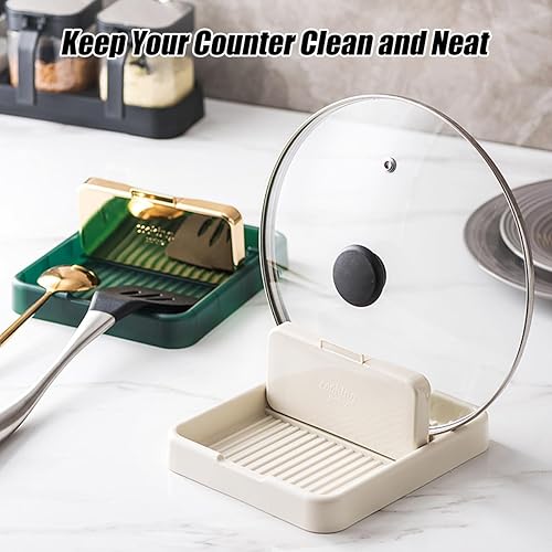 Miniatura 5 de 2 paquetes de soporte para cuchara y tapa, soporte para cuchara con soporte de tapa para encimera de cocina, organizador de tapa de sartén para