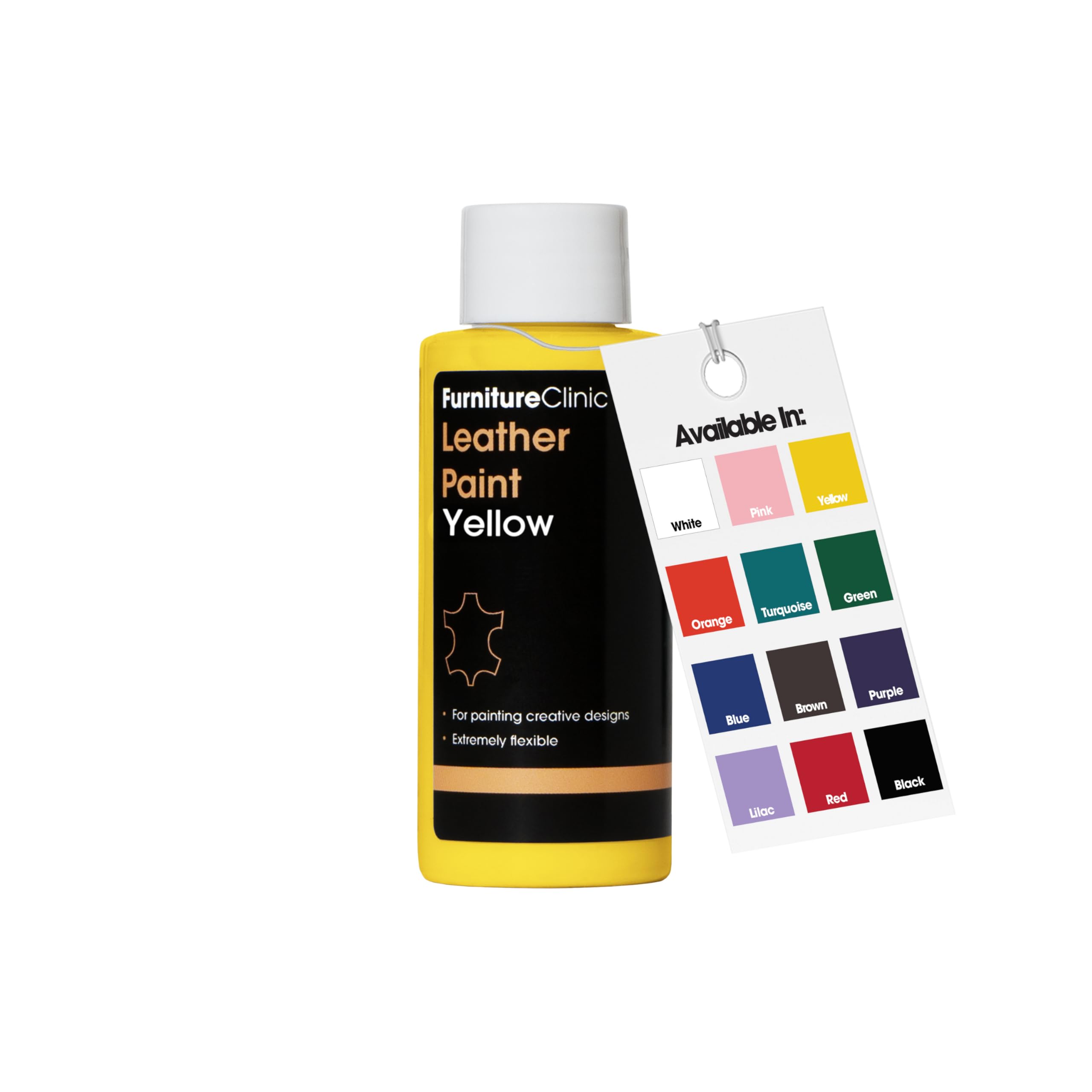 Furniture Clinic Leather Paint - for Painting All Leathers: Footwear, Handbags, Clothing, etc. Flexible and Durable (Yellow, 50ml)