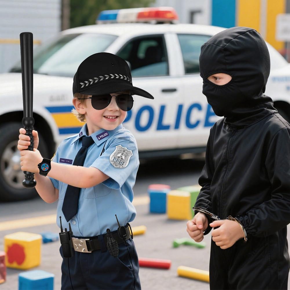 10-częściowy strój policjanta dla dzieci, akcesoria do kostiumu policyjnego zabawki policyjne dla dzieci do odgrywania ról, na Halloween i festiwal cosplay