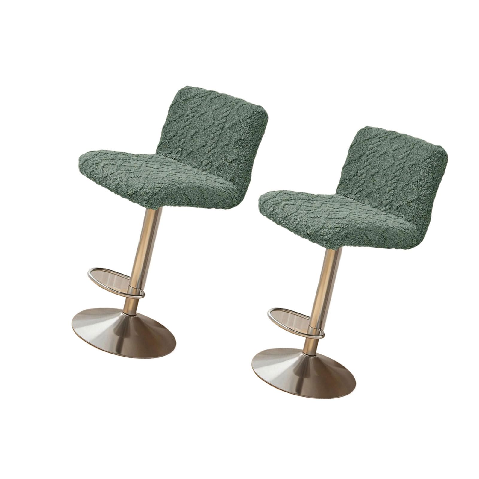 Buxuaaaa Army Green 2Pcs Jacquards Dining Chair Covers Removable Washable Soft Plushes Chair Slipcover Protectors For Weddings Hotel Decors Geometric Jacquards Covers