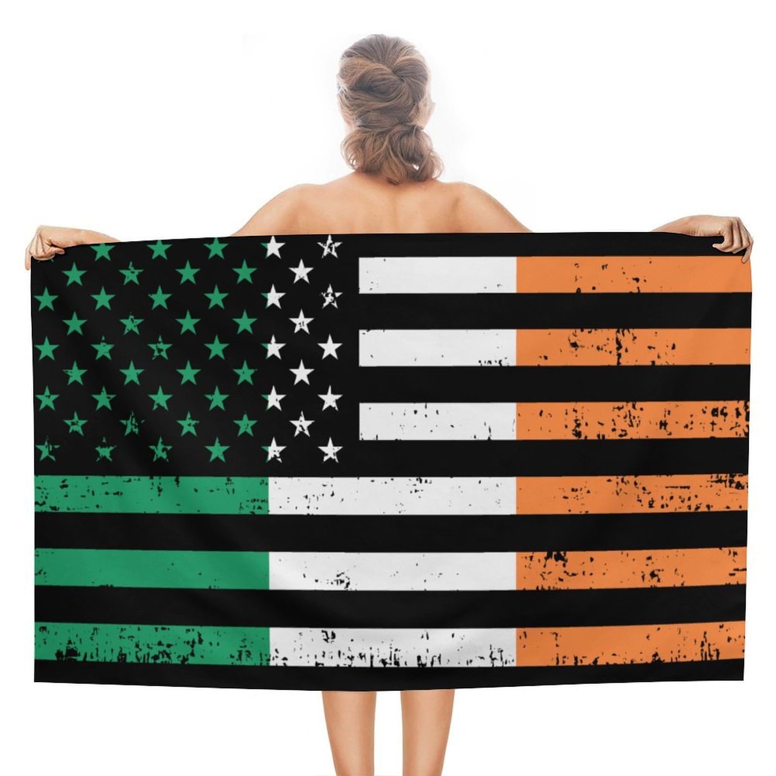 CGSBNGHA Vintage Irish Americans-flag Beach Towels Soft Bathroom Bath Pool Swim Towels for Women Men