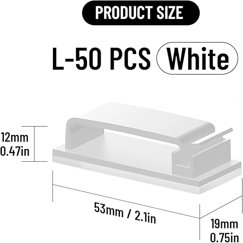 Miniatura 2 de Soporte de clips adhesivos para cables, clips de luz para exteriores, clips de alambre de cable blanco, cable de nailon resistente, abrazadera de