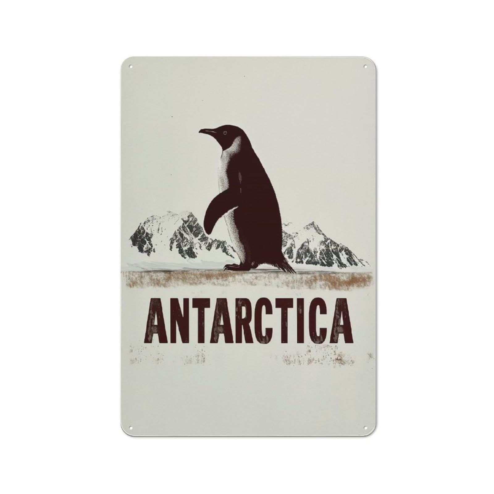 Junmoney Style-2 Vintage Tin Sign 30X20cm With Antarctica Penguin Minimalist Travel For Home Bar Wall, Metal Sign Decor For Home Bars And Entertaining Spaces