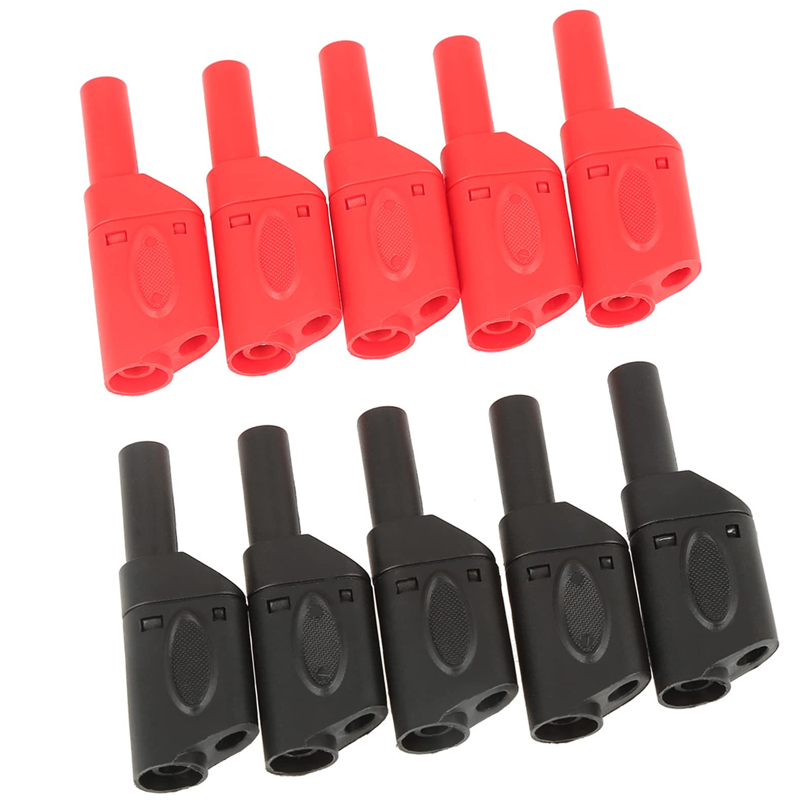 Aramox Lot De 10 Fiches Bananes 4 Mm Rouge/Noir – Connecteurs Empilables Isolés Femelles Avec Ressort, Super Qualité Pour Tests Électriques Et Labo
