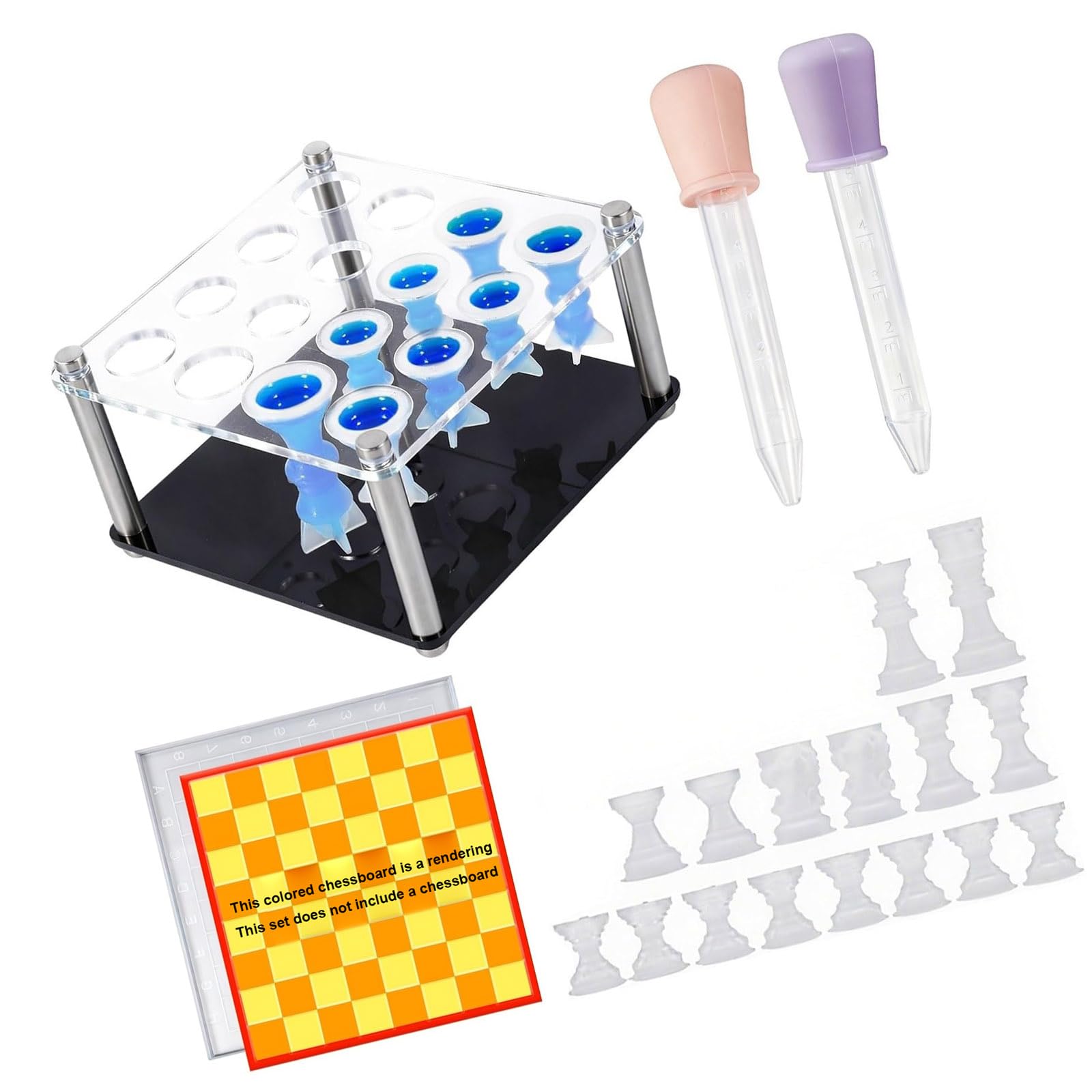 our fave Detailed Acrylic Chess Mold Package for Shaping Clear Resin Chess Sets and Decorative Objects Tabletop Game