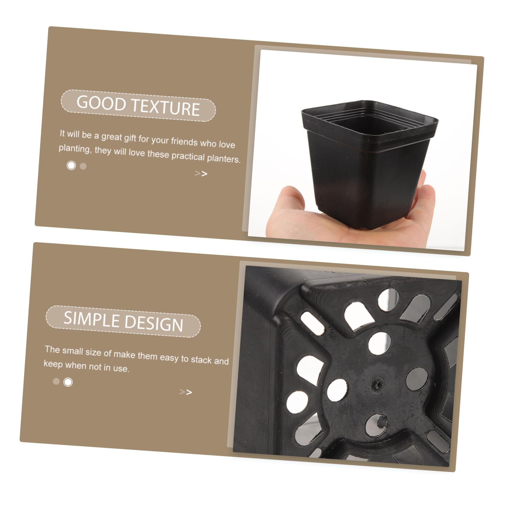 Milisten 120pièces Pots Carrés Profonds Plastique pour Plantes avec Drainage pour Semis Petits Pots à Fleurs Réutilisables