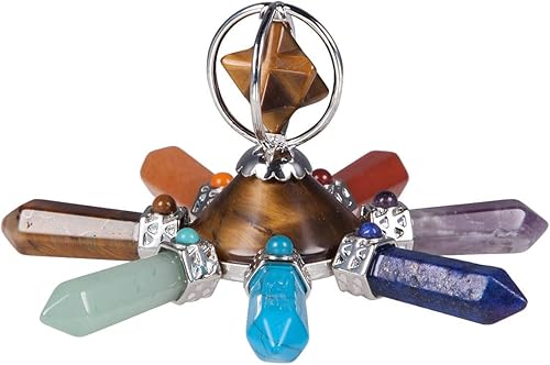 Rockcloud 7 Chakra Healing Crystal Points Energy Generator Merkaba - Figura de piedra para decoración del hogar
