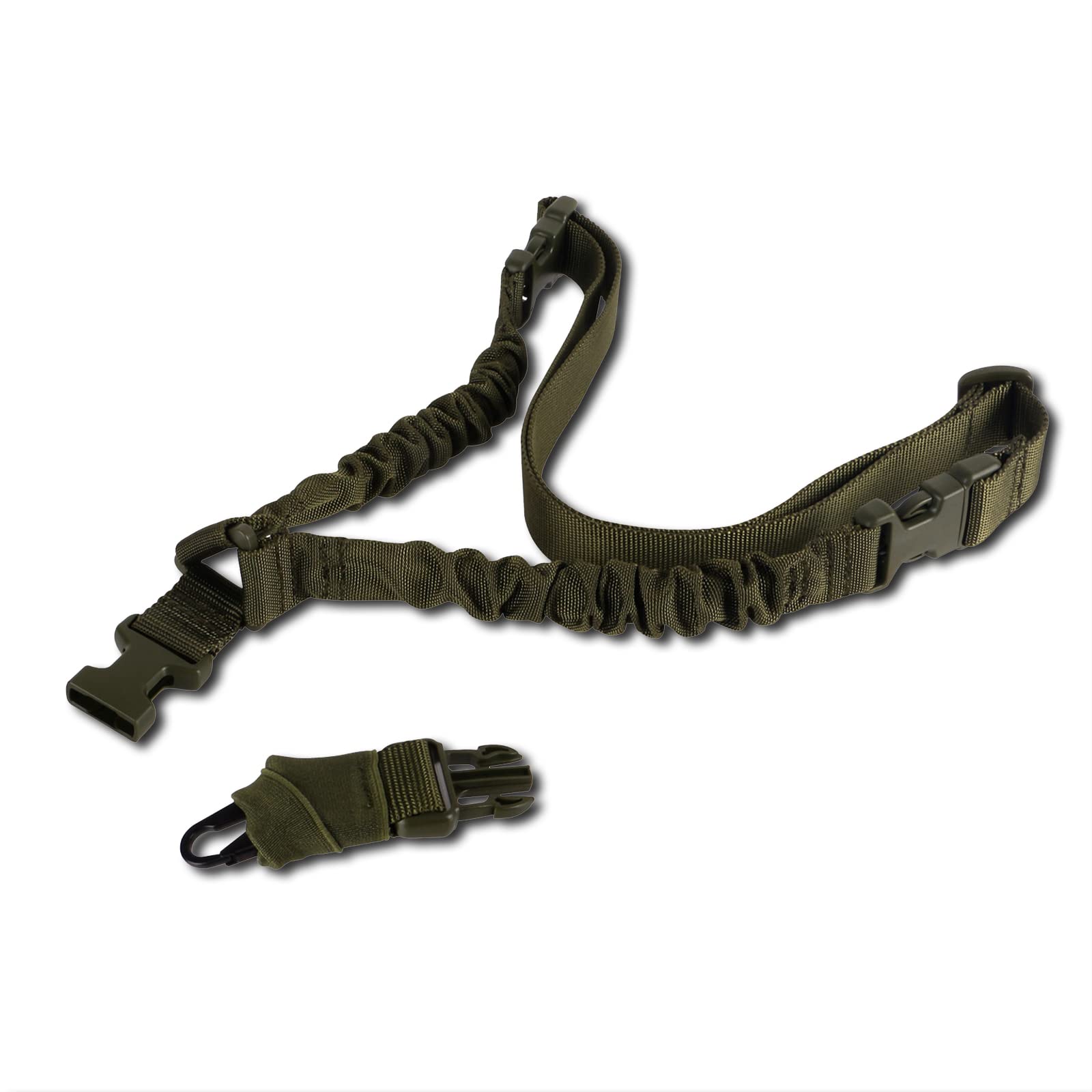 Tactical Single Point Sling Regolazione Rapida della Lunghezza della Cinghia in Nylon Webbing Multi-Uso Durevole con Gancio in Metallo per Sport all'aperto