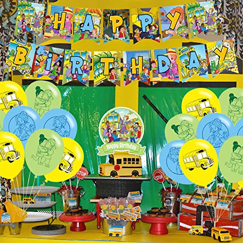 The Magic School Bus Birthday Party Decorations, Yellow Magic School Bus Party Supplies With Happy Birthday Banner, Cupcake Cake Toppers, Balloons For Kids Birthday Party Baby Shower Decor #TOP3