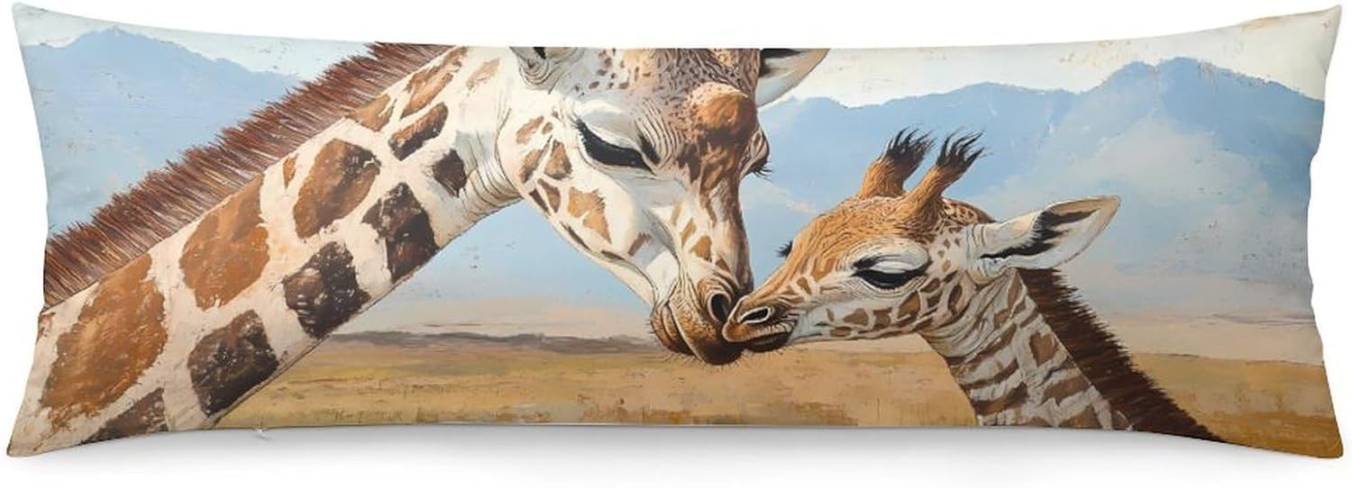 Giraffes on The Grassland Body Pillow Cover Long Cushion 18.9x53.1 Inch | pillowcase,bed decor,farmhouse,sofa