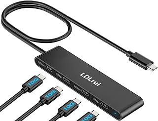 4-Port USB C Hub with 10Gbps Data Transfer, LDLrui USB C to USB C Hub with 2 Ft Extended Cable, USB C Splitter Hub for MacBook Pro/Air, iMac, Surface Pro, XPS, PC, Xbox, Flash Drive, SSD