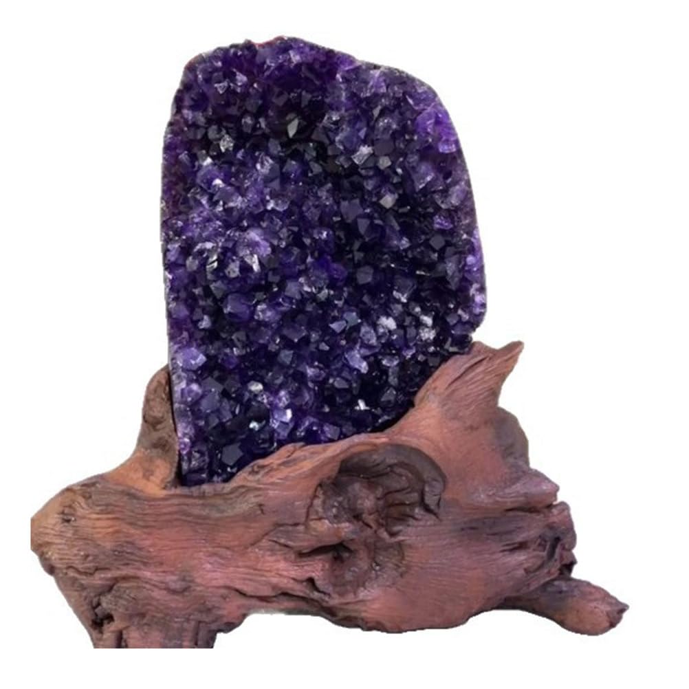 ITCLEYMDZV 10cm Uruguayan Deep Purple Amethyst Geode Raw Crystal Cluster for Home Decor, Feng Shui, and