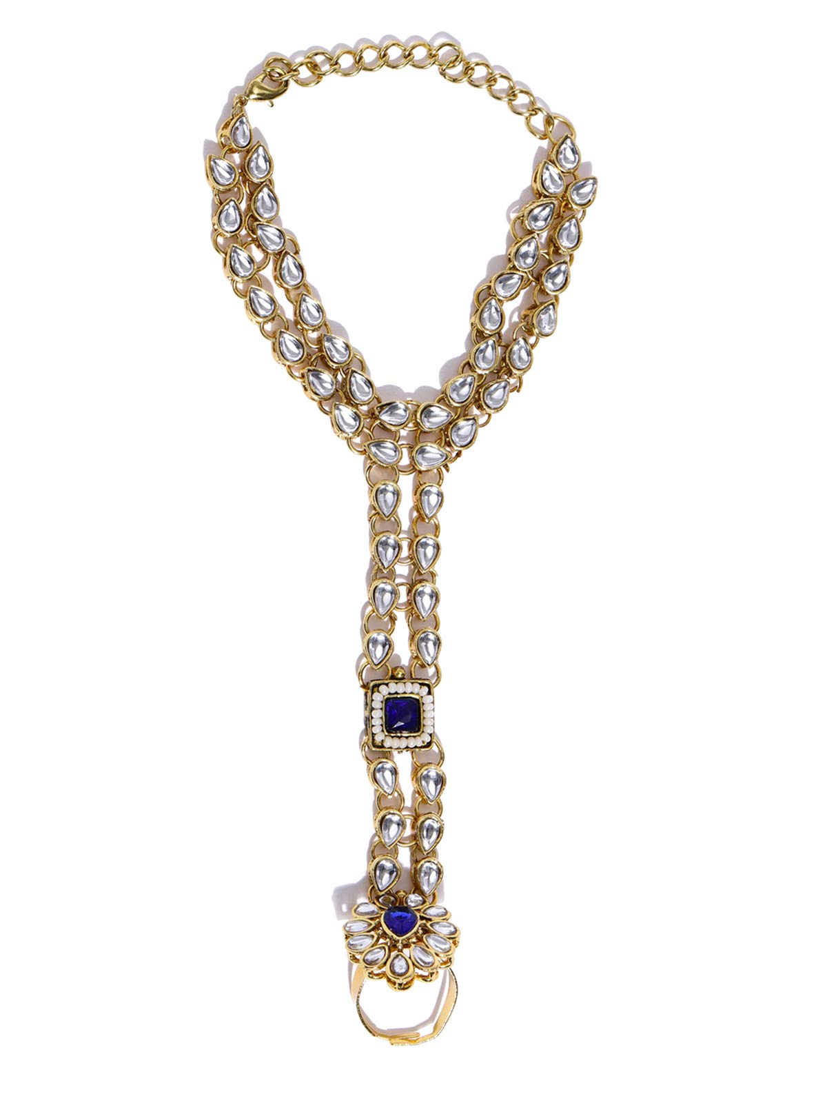 Women's Traditional Tone Kundan Ring Bracelet