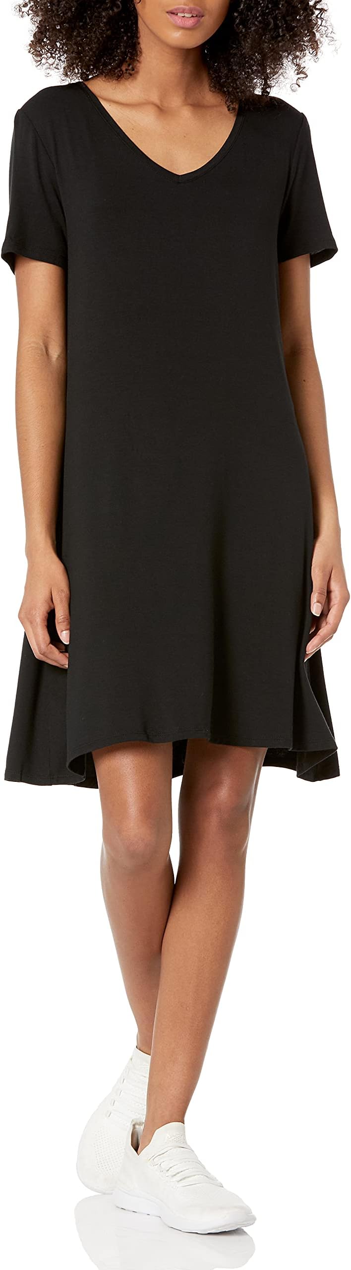 Amazon EssentialsWomen's Standard Short-Sleeve V-Neck Swing Dress