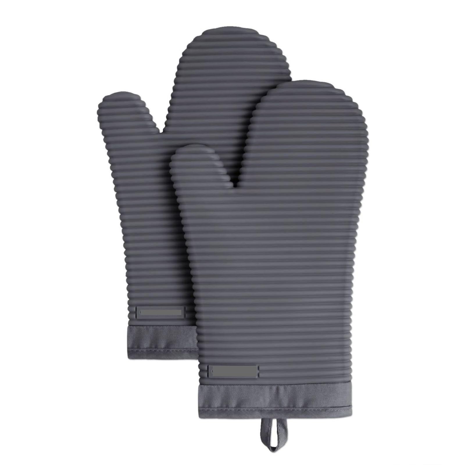 Gants de Cuisine Gants De Cuisine en Silicone Souple, Résistants À La Chaleur, Antidérapants, Doublés De Coton Épais Manique