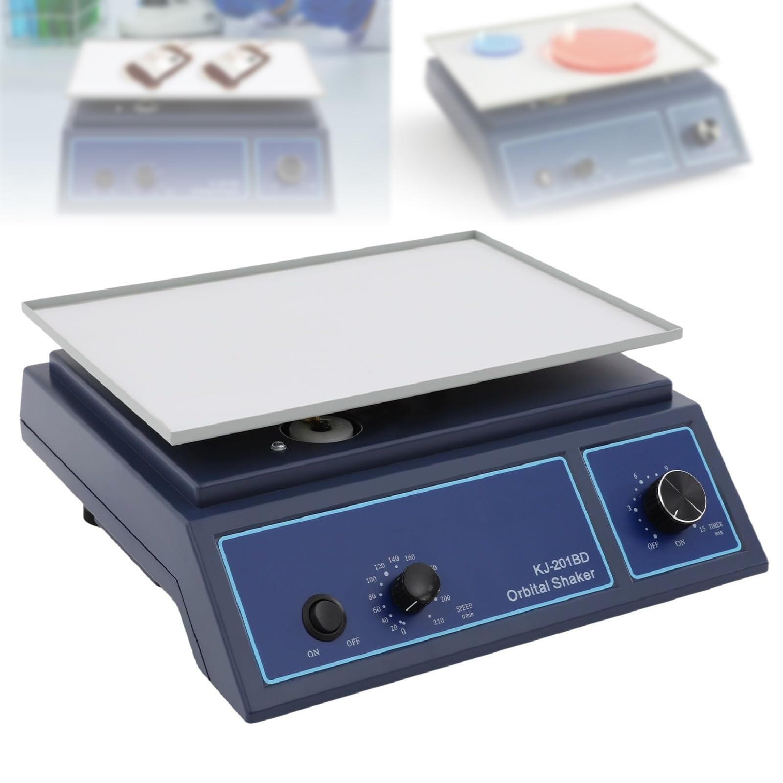 Agitador Orbital de Laboratorio, Oscilador de Laboratorio, Rotador Horizontal de Velocidad Ajustable (20-210 RPM) con Órbita de 22mm, Temporizador y Modos Continuos para Mezcla de Líquidos y Cultivos