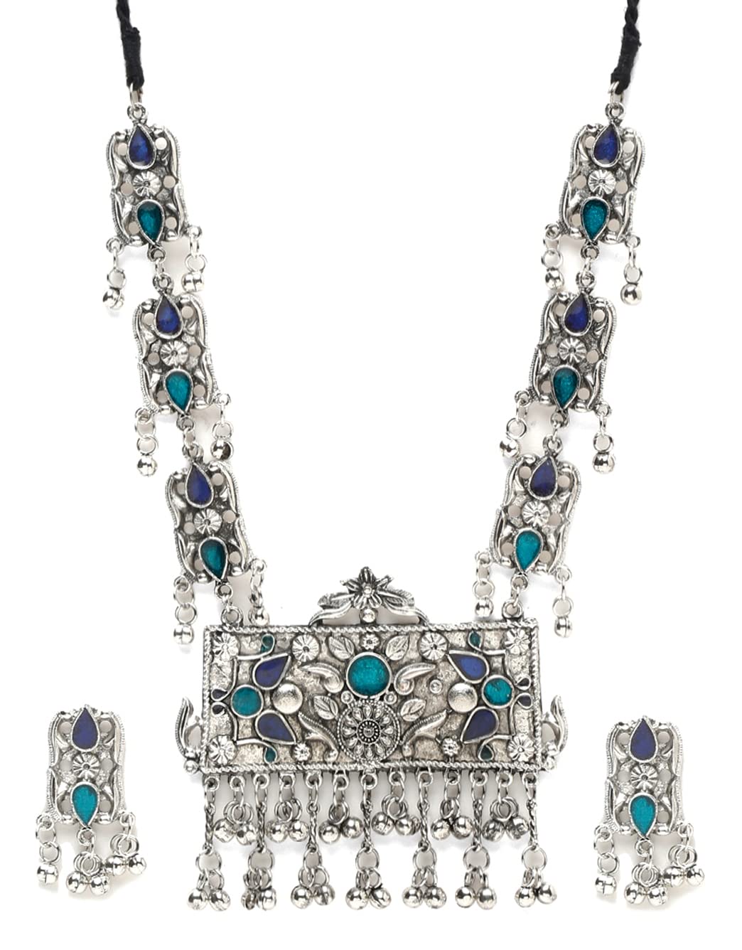 YouBella Jewellery for Women Oxidised Silver Afghani Tribal Necklace Jewellery Set with Earrings for Girls and Women (Style 3) (B0BW91SFK3) Amazon Price History, Amazon Price Tracker