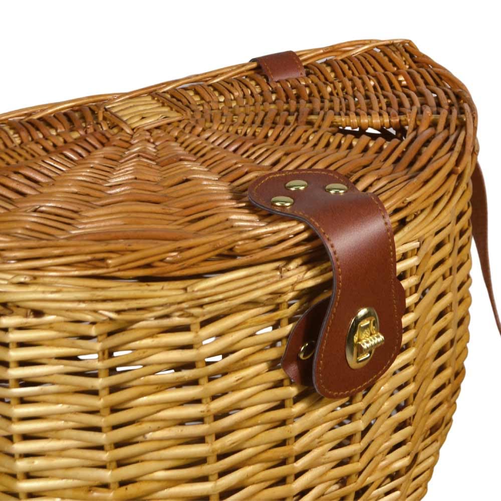 Cesto cestino Stive in vero Vimini con Coperchio e Tracolla 36 x 21 x h 30 cm