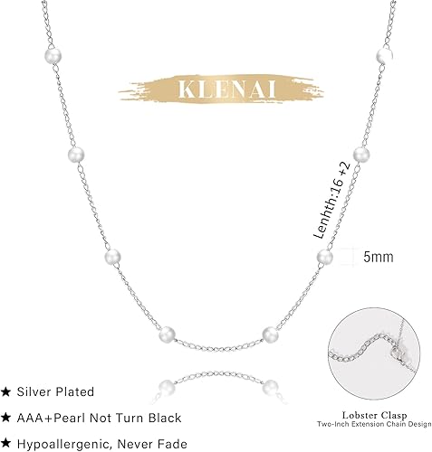 Miniatura 5 de Collar de perlas chapado en oro de 14 quilates en capas, cadena de espiga simple, para mujer, regalos de joyería