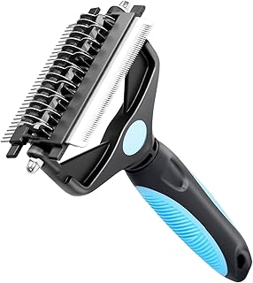 Yizhet Hundebürste & Katzenbürste 3 in 1, Doppelseitige Unterfellbürste mit Klingen 17+9, Unterwollbürste zur Entwirrung & Verfilzungen der Hunde Katzen mit Langhaar, dichtem Fell, Unterwolle, Blau product image