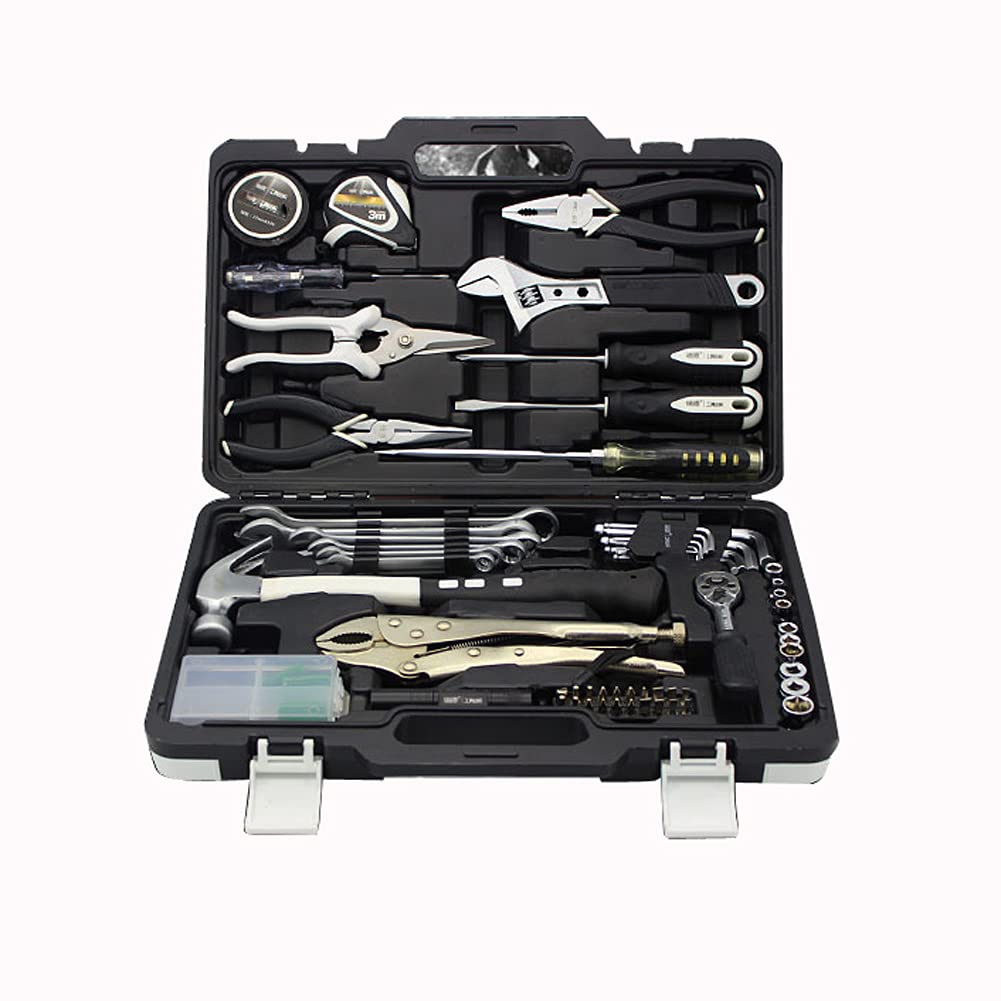 102 pcs Kit di strumenti con cassetta degli attrezzi chiave a tubo Cacciavite martello Penna capacitiva Fai da te Casa Domestico Toolkit Riparazione Manutenzione fissaggi Set di attrezzi universale