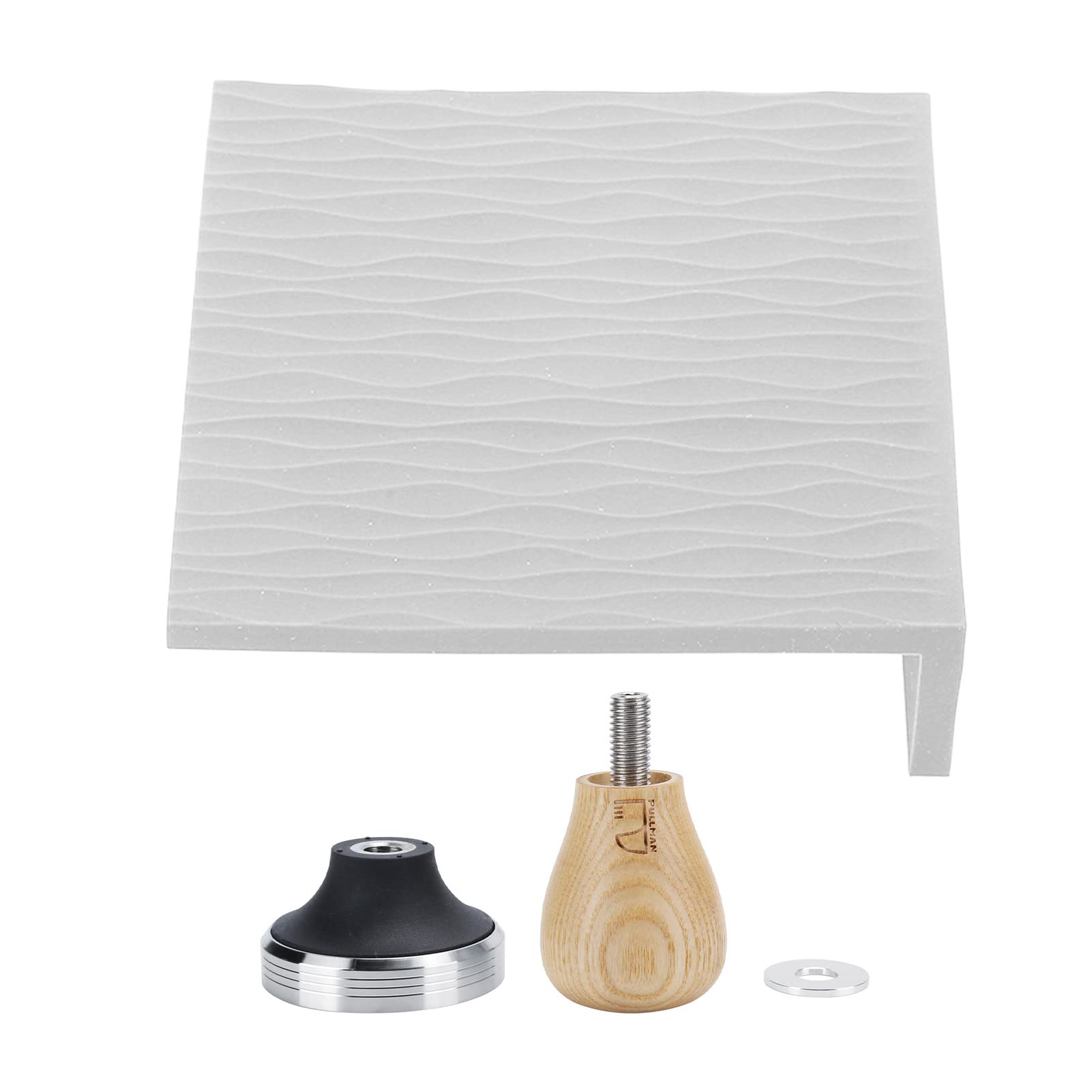 Coffee Tamper, Beech Handle Odorless Coffee Tamping Pad Practical for Home Grey-image-37