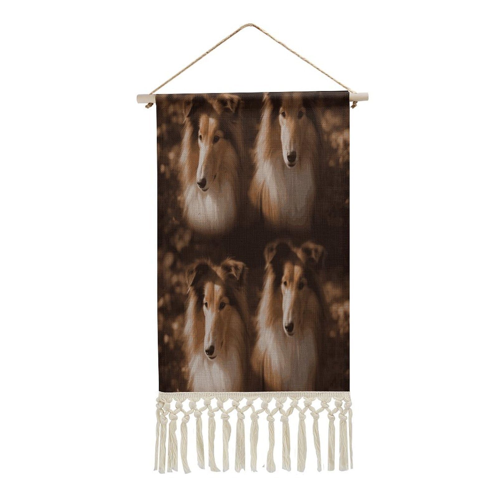 Adfgyerh Style Shelties Tapestry With Tassels Cotton And Linen Hanging Posters, Wall Art For Travel Gift, Wall Tapestry For Office Home Decor Bedroom Living Room Decor