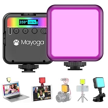 RGB LED Video Light,MAYOGA Video Conference Lighting Kit,Photography Lighting for Vlog/Live Streaming/YouTube/TikTok/Self Broadcasting,2500-9000K,CRI 95+,w/Adjustable Tripod Stand