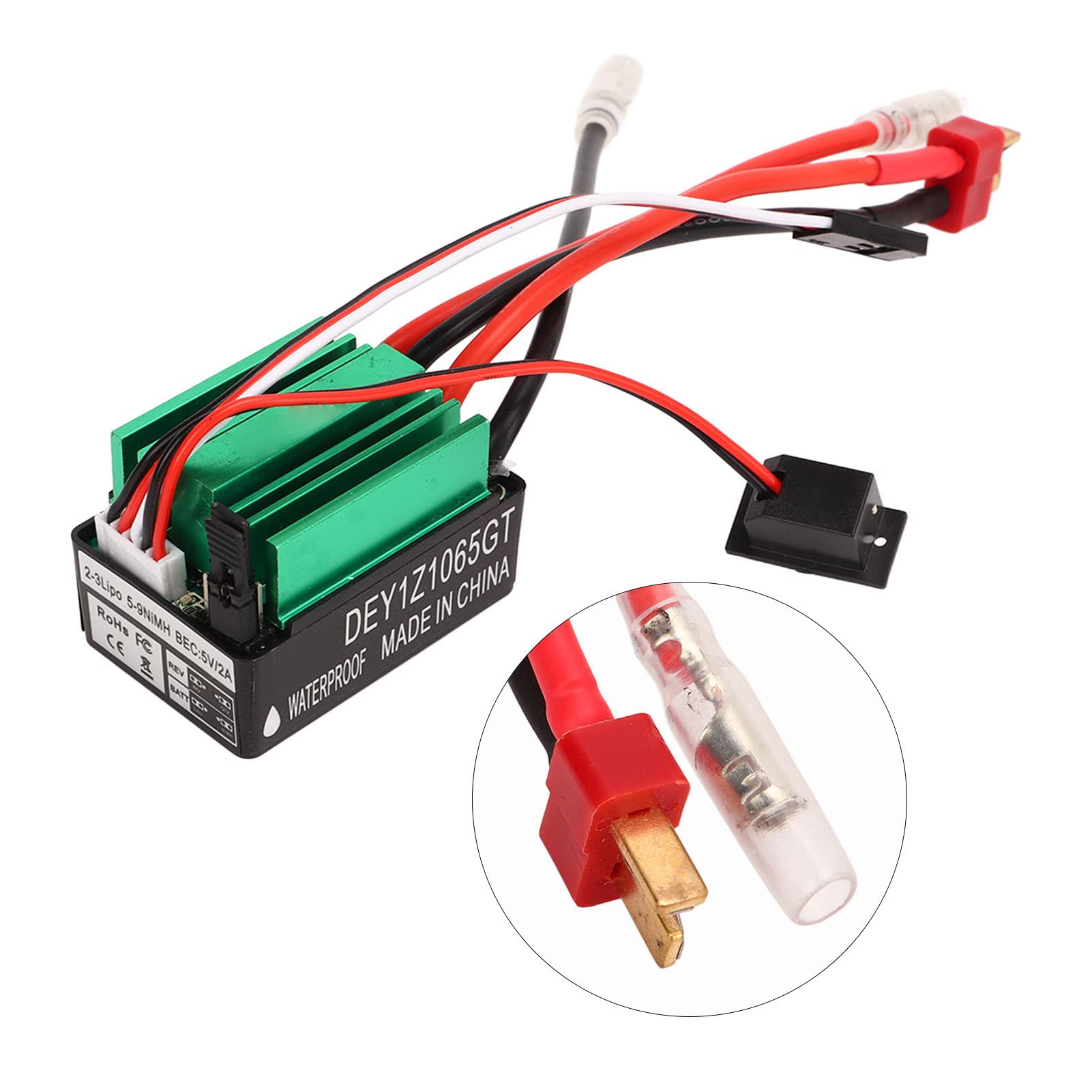 Regolatore Elettronico di Velocità RC ESC Spazzolato RC, 65a Modello di Nave Cingolata RC Impermeabile ESC Regolatore di Velocità Elettrico Spina a T Parte di Ricambio ESC Spazzolata