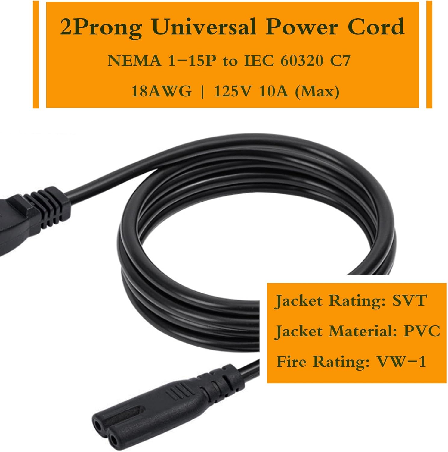 Power Cord Cable for Canon PIXMA MX922 MX492 MX490 MX532 MX452 MX512 MX392 MX372 MX472 PIXMA MG Series Printers Replacement AC Cable
