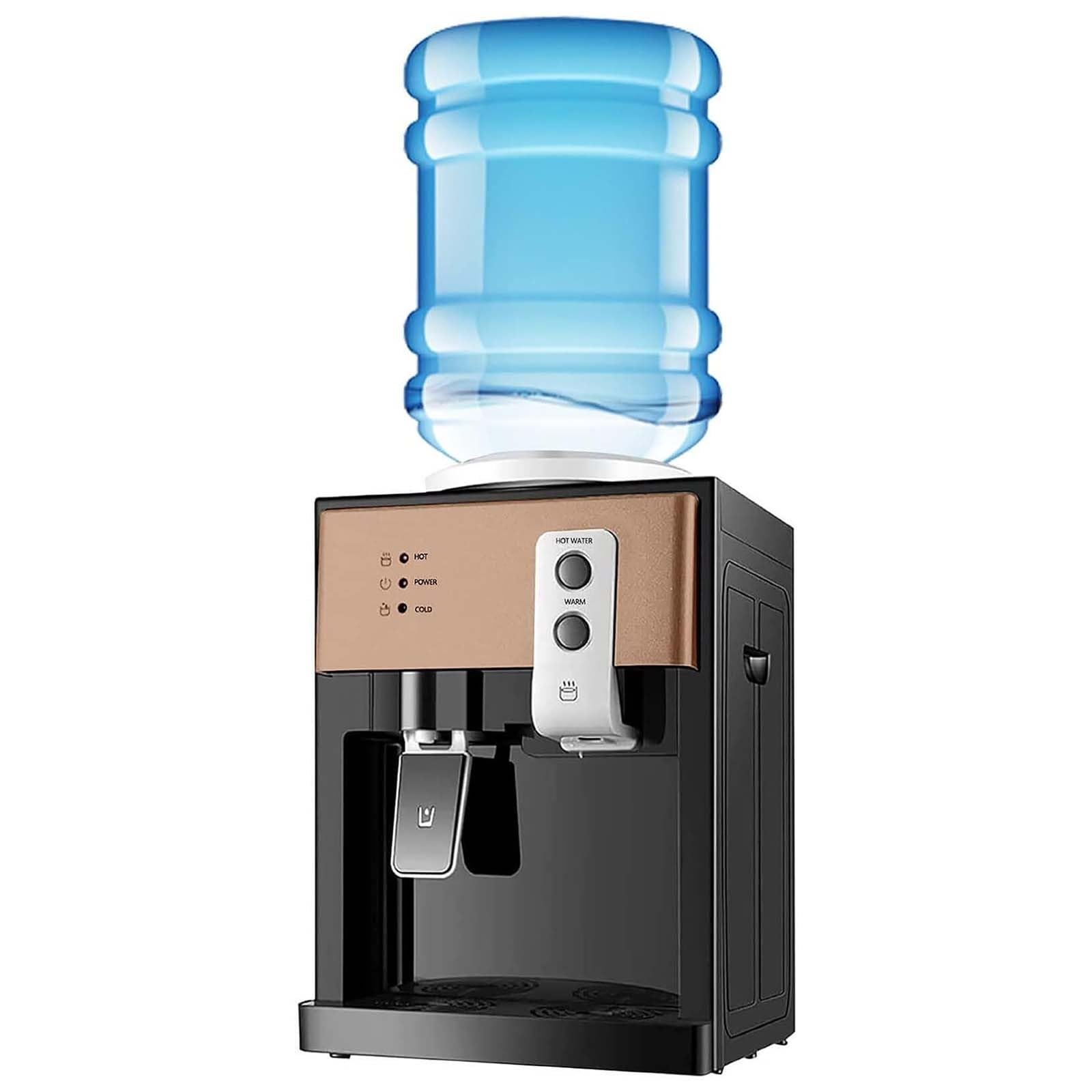 Gaocunbing Gold Top Loading Water Cooler Dispenser, Refrigeration And Heating 3 Temperature Settings, Mini Water Cooler Dispenser Countertop, Desktop Electric Hot And Cold