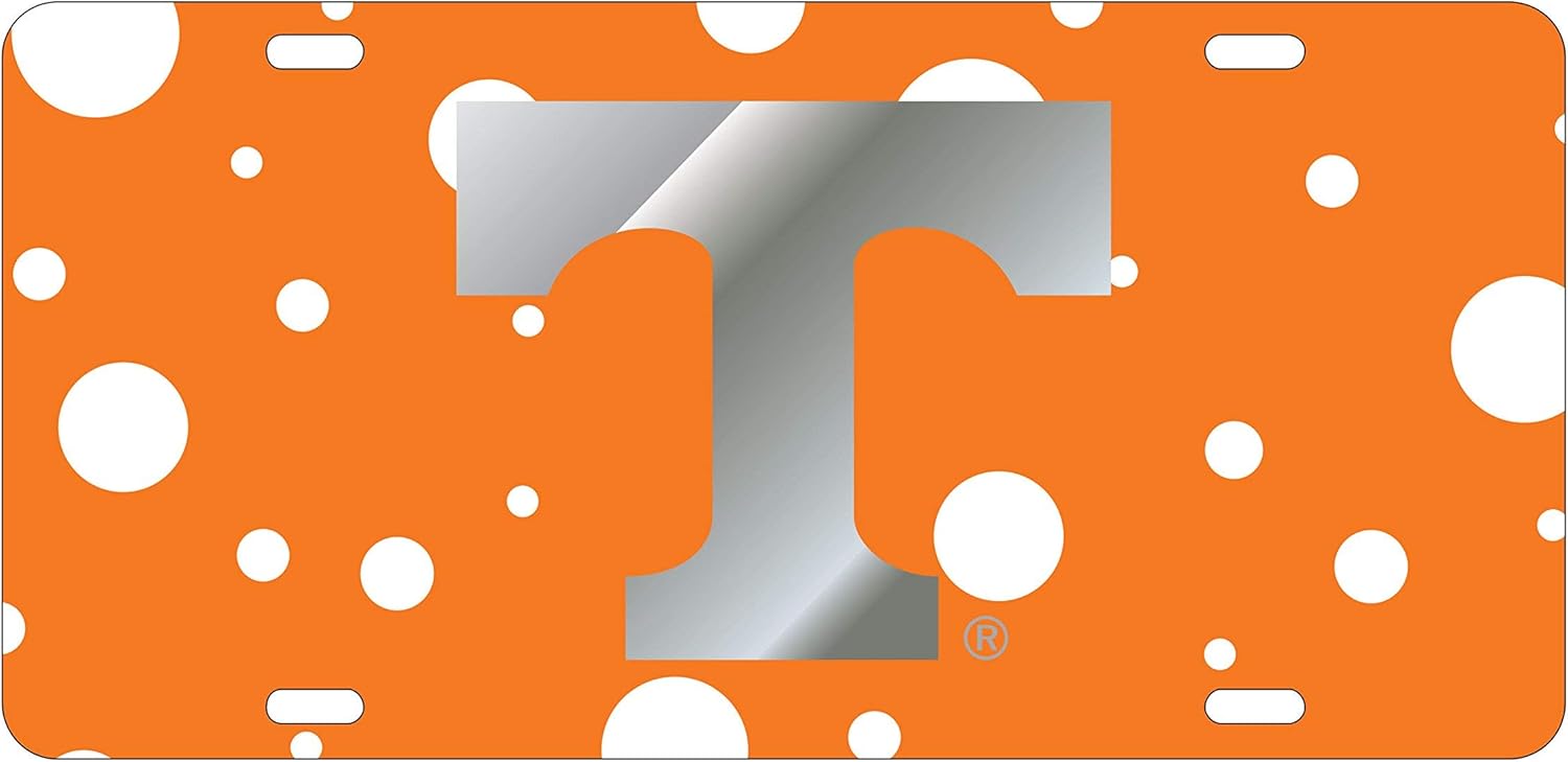 University of Tennessee Tags (Orange with White Polka dots with Mirror Acrylc T Logo (00700))