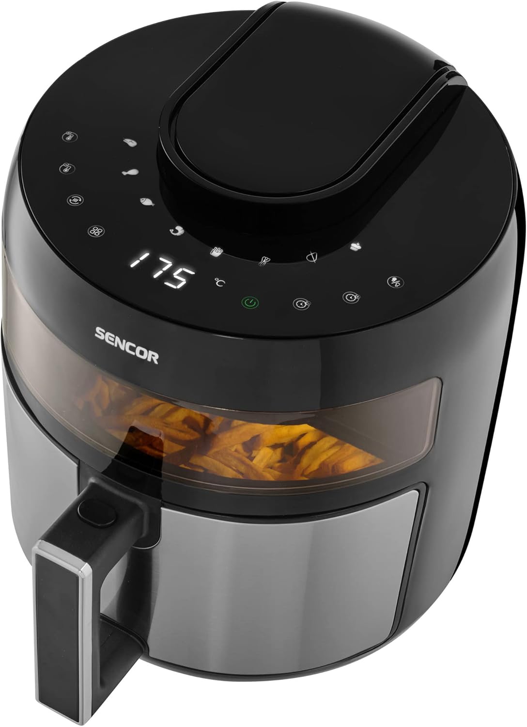 Sencor Friggitrice ad Aria Air Fryer, Capacità di 5L, 1500W, Sistema di Friggere senza Olio, Tecnologia di Circolazione dAria Veloce, Display a LED, Controllo Tattile, 8 Programmi Preimpostati, Nero Sencor Friggitrice ad Aria Air Fryer, Capacità di 5L, 1500W, Sistema di Friggere senza Olio, Tecnologia di Circolazione dAria Veloce, Display a LED, Controllo Tattile, 8 Programmi Preimpostati, Nero