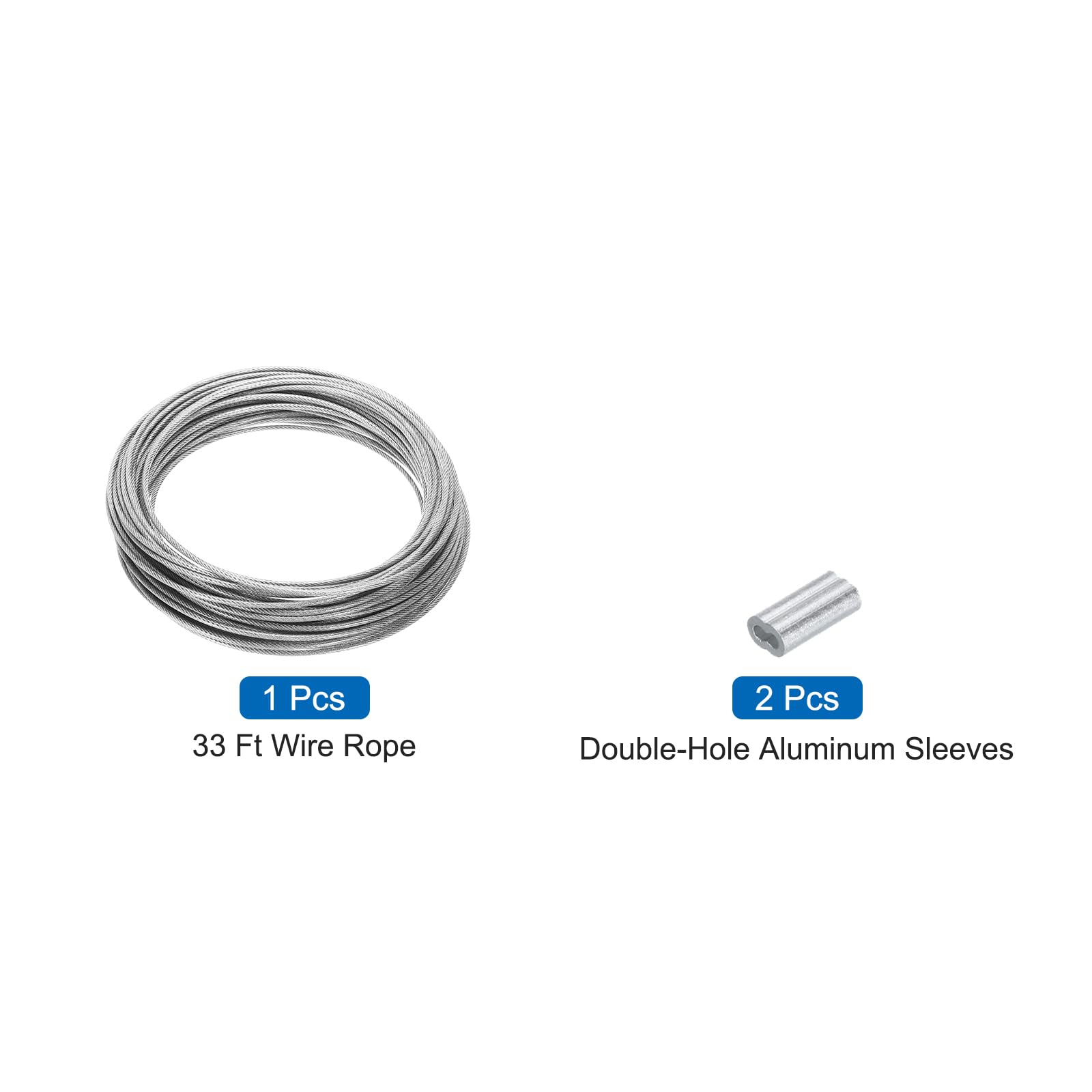 QUARKZMAN 30m Cable de Acero Inoxidable 304, 4mm OD Kit de Cuerda de Alambre con 6pcs Doble Orificio Aluminio Mangas PVC Recubierto para Cuerda Tendedero, Suspensión, Planta, Transparente