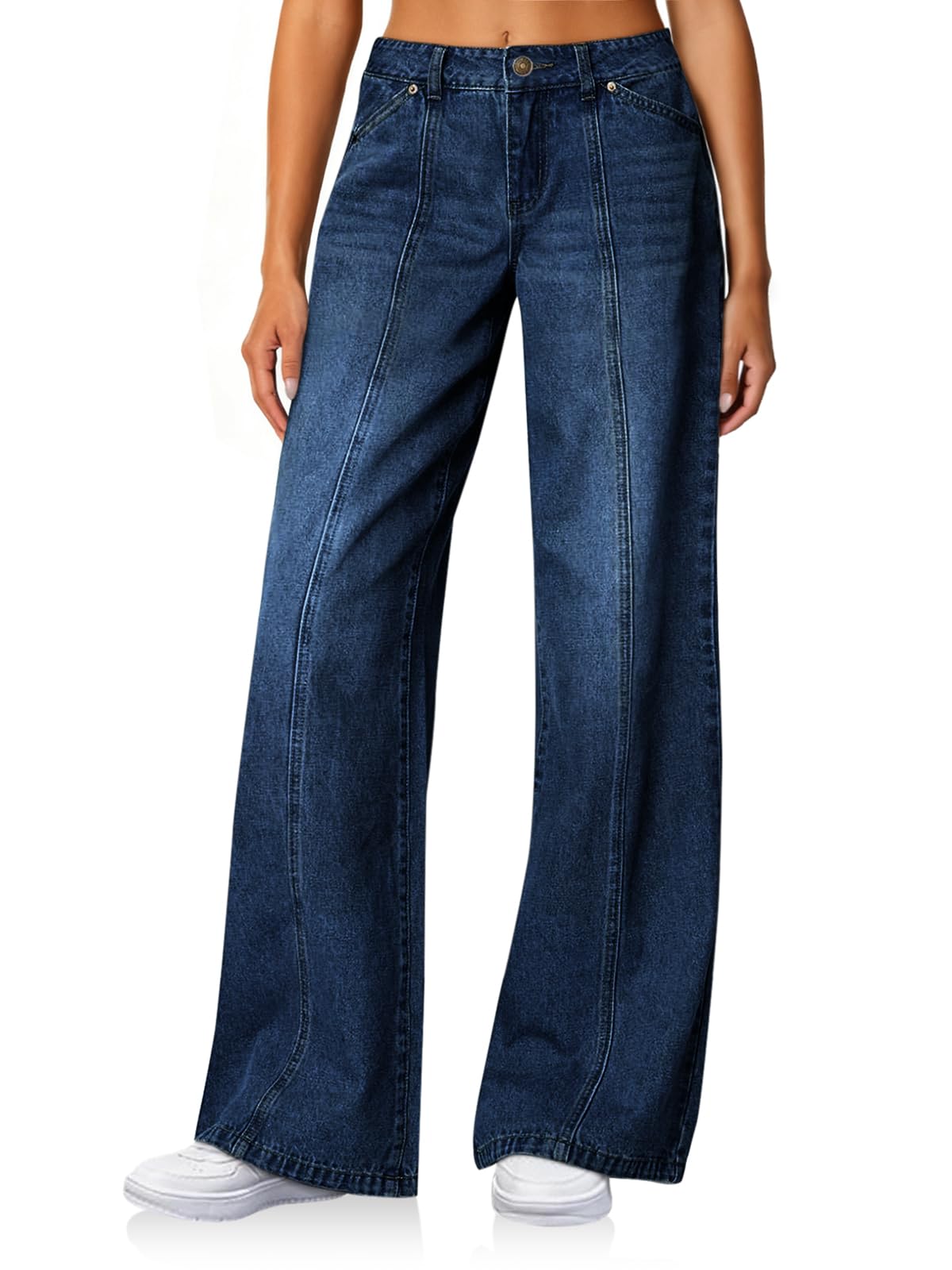 Cicy Bell Wide Leg Front Seam Jeans