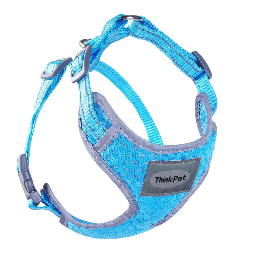 ThinkPet Reflective Breathable Soft Air Mesh No Pull Puppy Choke Free Over Head Vest Ventilation Harness for Puppy Small Medium Dogs (Red,L) — view 9