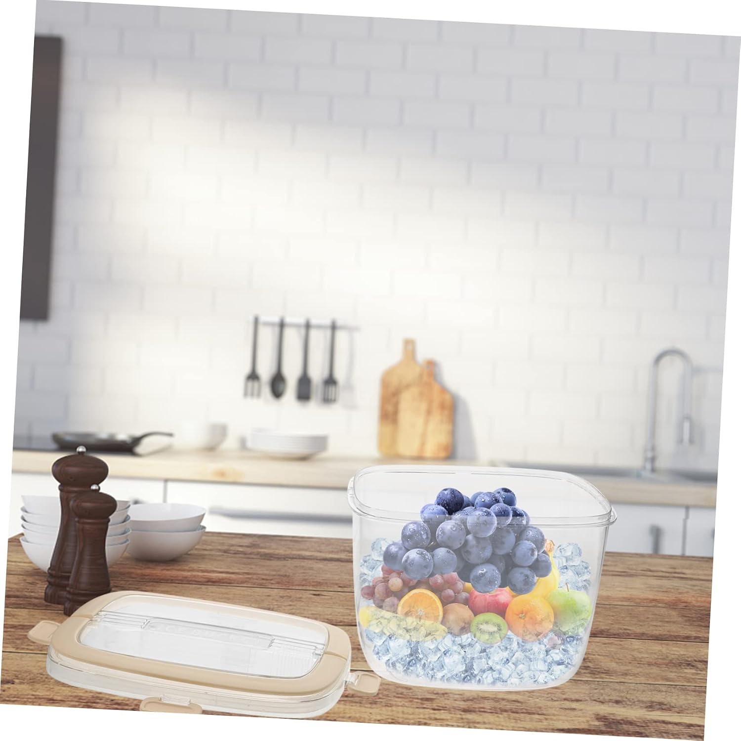 SOLUSTRE 1set Portable Ice Storage Bucket Lid and Tong Handy Container for Home Bars Outdoor Parties for Wine and Beer