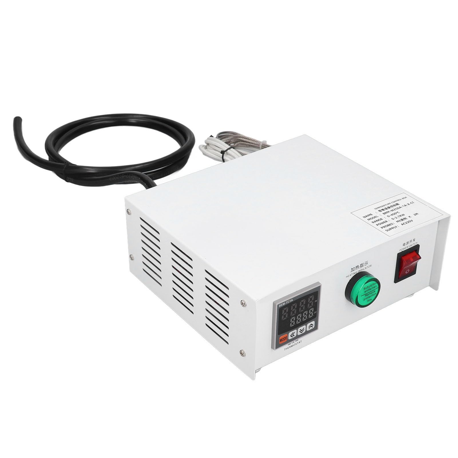 Marhynchus Controlador de Temperatura PID, Termostato con Pantalla Digital y Sonda M6, 0-400℃ AC220V para Horno IR y Máquina de Curado UV (1 metro)